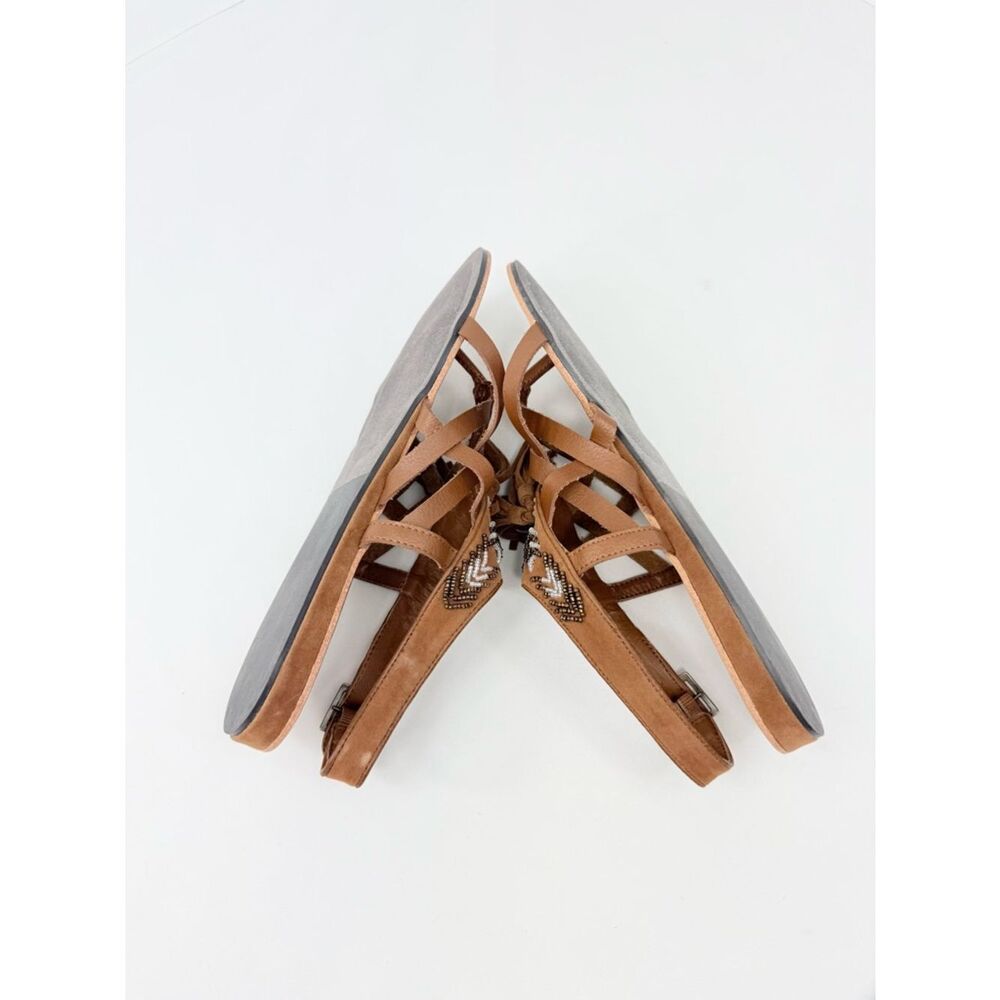 Dolce By MojoMoxy SUBIRA Brown Faux Leather Tassel Bead Slingback Tribal Sandals - Picture 7 of 16